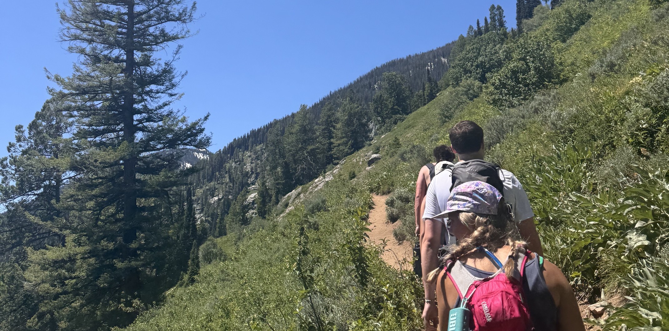 Hiking trail above Dillon Reservoir in summer